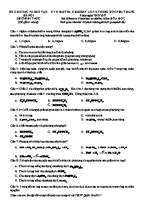 Đề kiểm tra khảo sát môn Hóa học Lớp 12 - Năm học 2016-2017 - Sở GD & ĐT Hà Nội